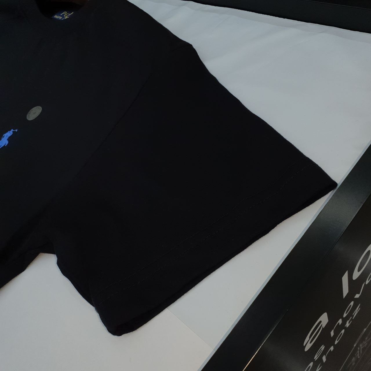 Camiseta Básica Ralph Lauren Masculina Preta Pony Azul