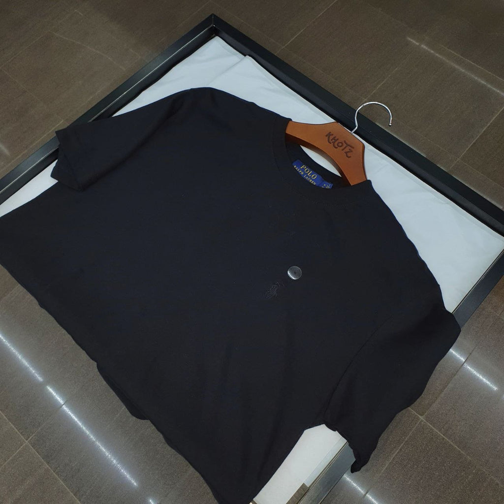 Camiseta Básica Ralph Lauren Masculina Preta Pony Monocromático