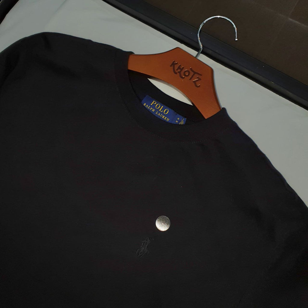 Camiseta Básica Ralph Lauren Masculina Preta Pony Monocromático