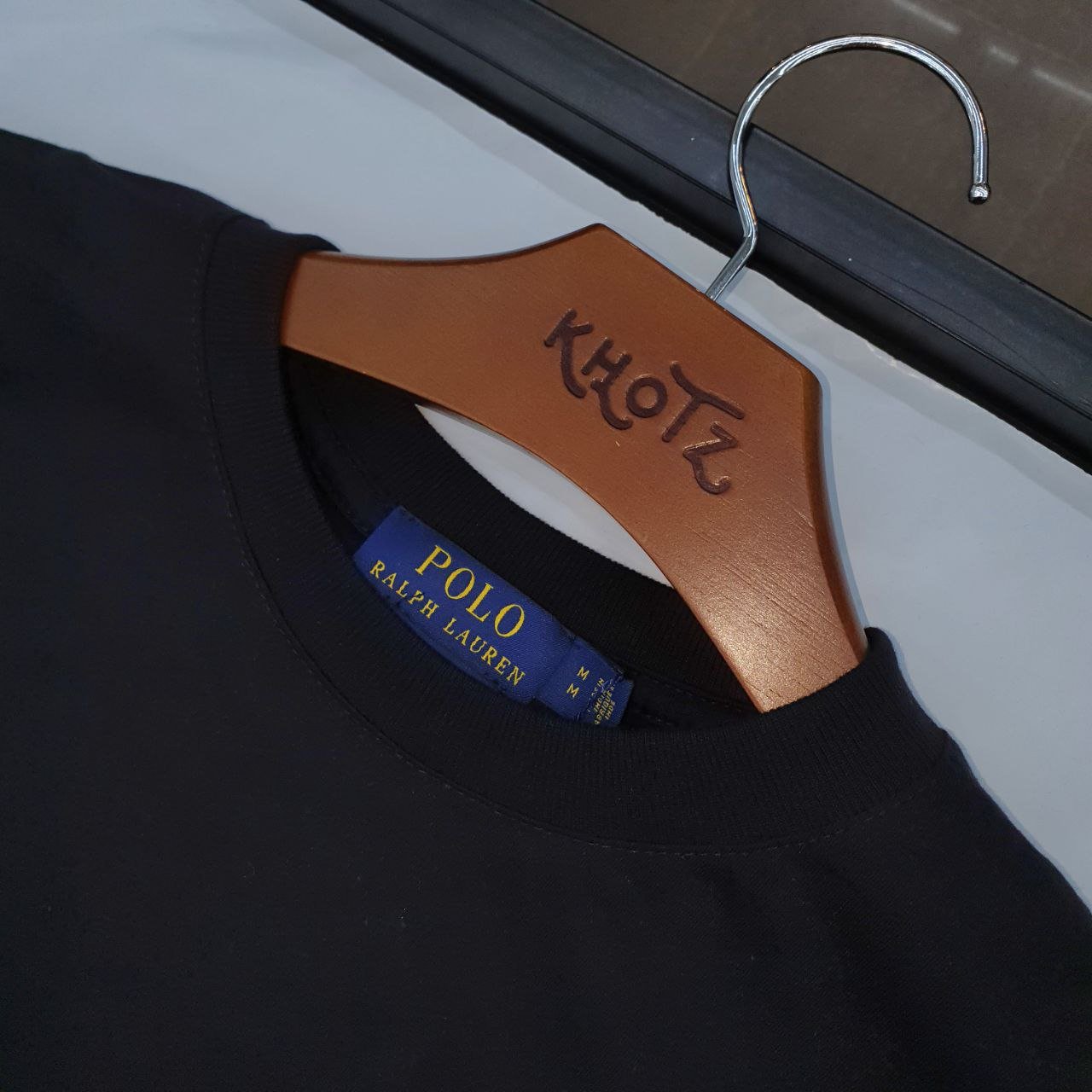 Camiseta Básica Ralph Lauren Masculina Preta Pony Monocromático