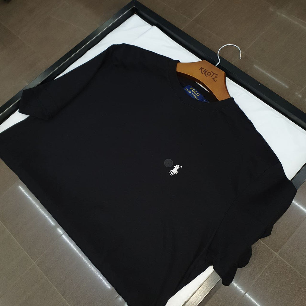 Camiseta Básica Ralph Lauren Masculina Preta Pony Branco