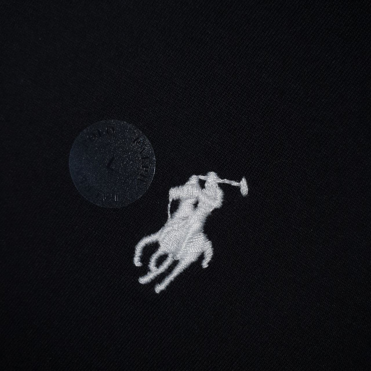 Camiseta Básica Ralph Lauren Masculina Preta Pony Branco