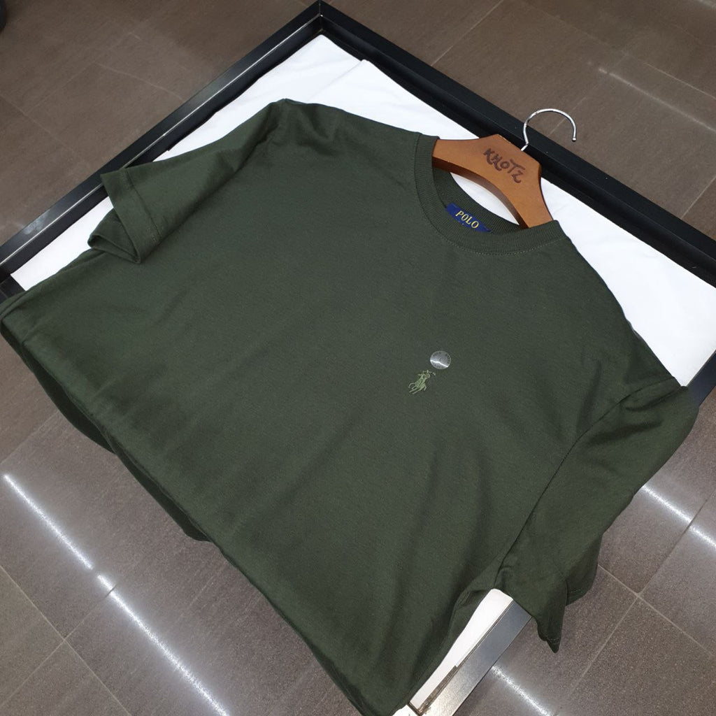 Camiseta Básica Ralph Lauren Masculina Verde Pony Monocromático