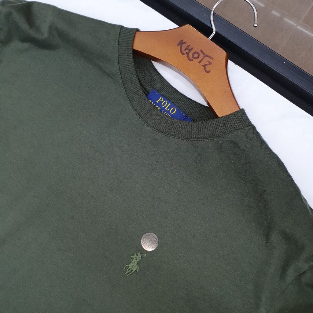Camiseta Básica Ralph Lauren Masculina Verde Pony Monocromático