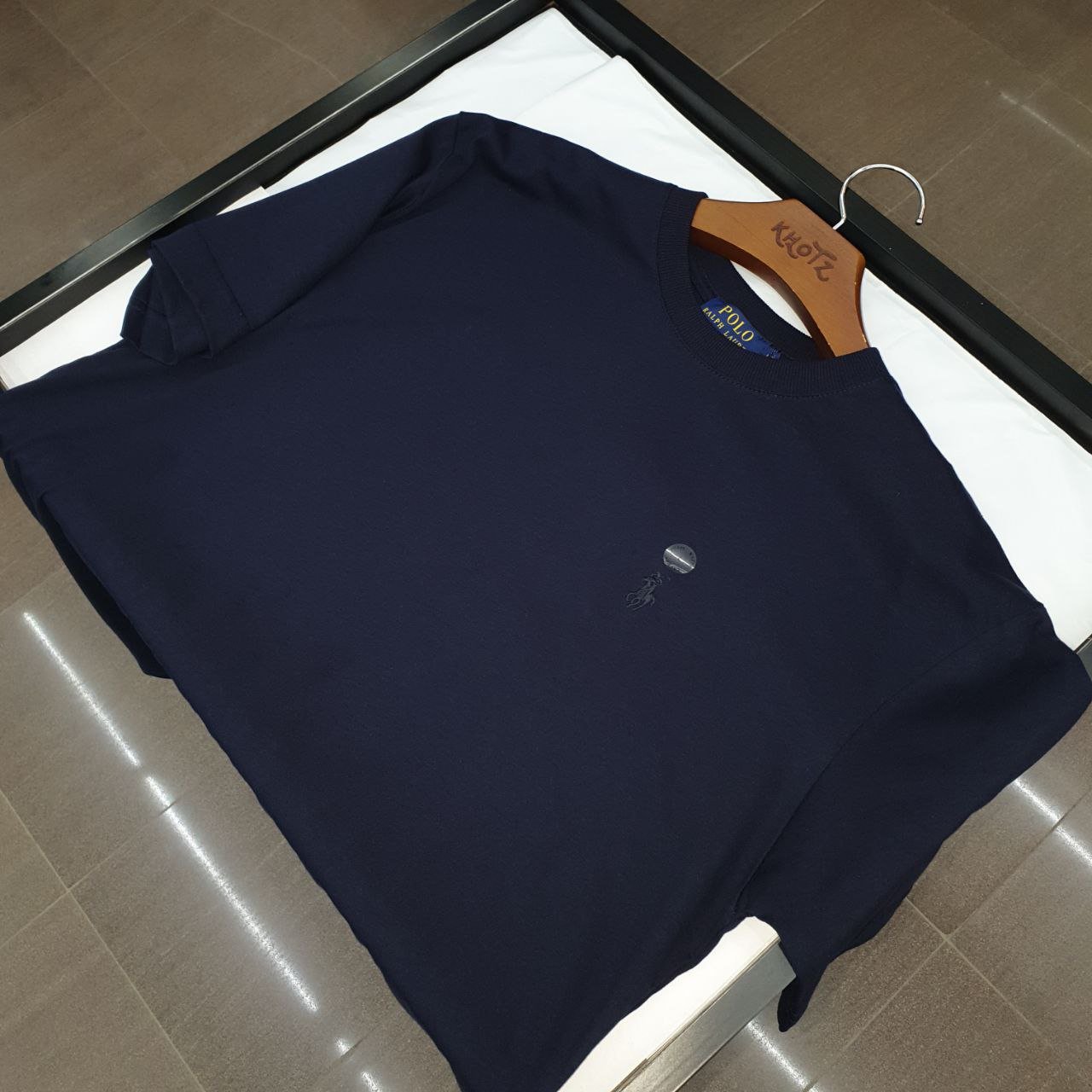 Camiseta Básica Ralph Lauren Masculina Azul Marinho Pony Monocromático