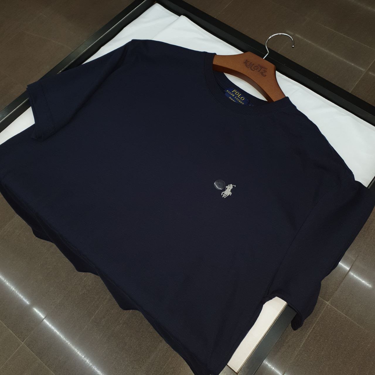 Camiseta Básica Ralph Lauren Masculina Azul Marinho Pony Cinza