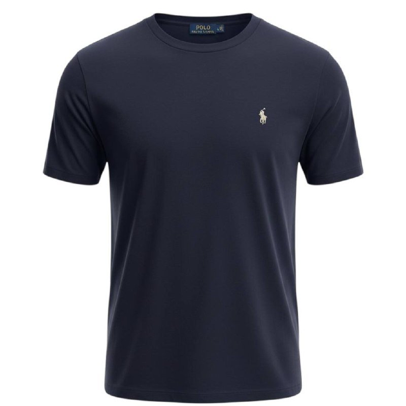 Camiseta Básica Ralph Lauren Masculina Azul Marinho Pony Cinza