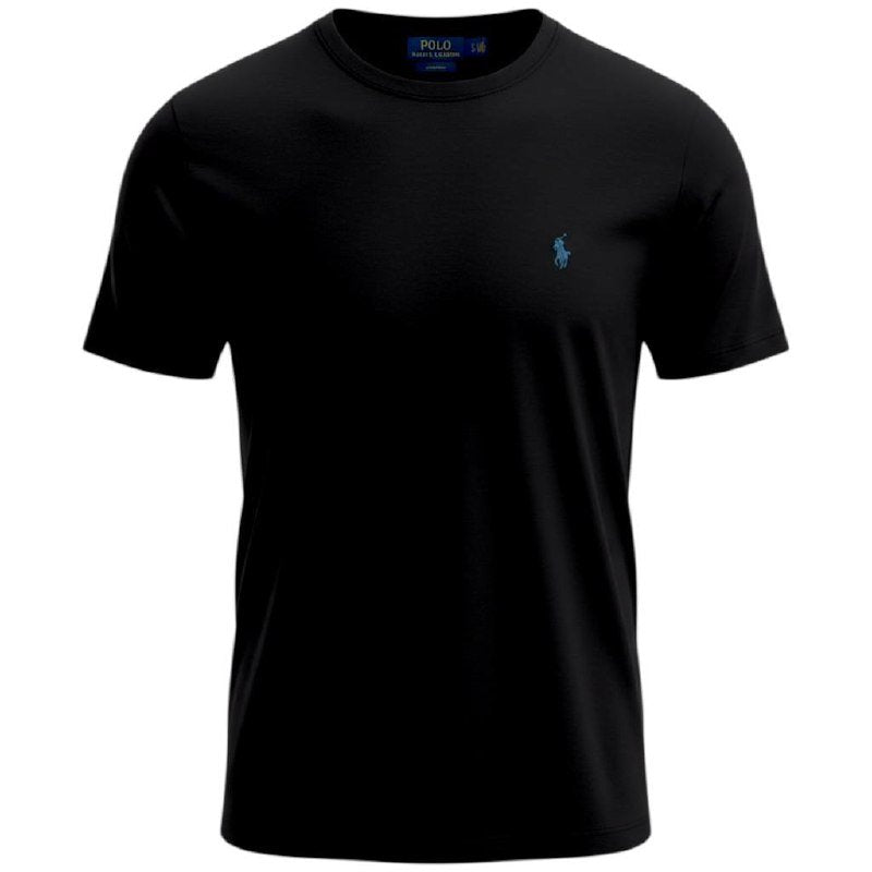 Camiseta Básica Ralph Lauren Masculina Preta Pony Azul