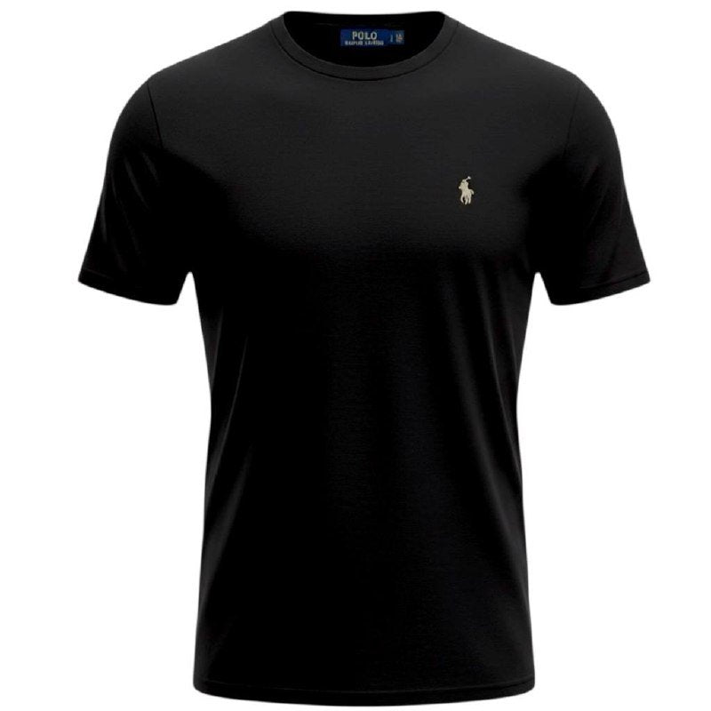 Camiseta Básica Ralph Lauren Masculina Preta Pony Branco