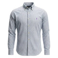 Camisa Ralph Lauren Masculina Xadrez Listras Azuis Pony Lilás