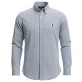 Camisa Ralph Lauren Masculina Micro Xadrez Listras Marrom Pony Azul