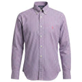 Camisa Ralph Lauren Masculina Micro Xadrez Lilás Pony Pitaya