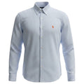 Camisa Ralph Lauren Masculina Azul Bebê Listras Americana Pony Laranja