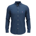 Camisa Ralph Lauren Masculina Micro Xadrez Azul Petróleo Pony Rosa