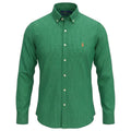Camisa Ralph Lauren Masculina Micro Xadrez Verde Esmeralda Pony Laranja
