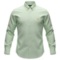 Camisa Ralph Lauren Masculina Oxford Sarjeada Verde Água Pony Laranja