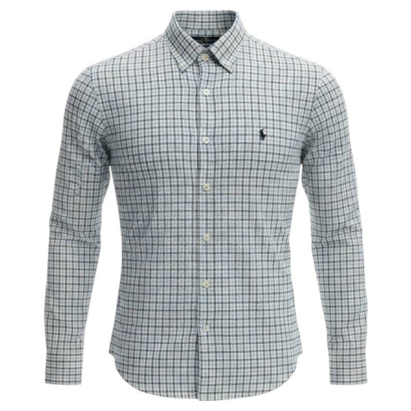 Camisa Ralph Lauren Masculina Xadrez Azul Tricolor Pony Preto