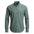 Camisa Ralph Lauren Masculina Micro Xadrez Executivo Verde Pony Azul
