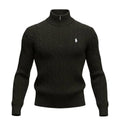 Suéter Trançado Ralph Lauren Masculino Com Zipper Preto Pony Branco