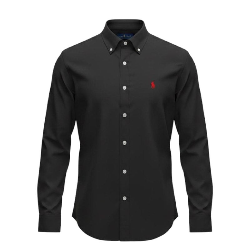 Camisa Ralph Lauren Masculina Oxford Seda Preta Pony Vermelho