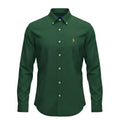 Camisa Ralph Lauren Masculina Oxford Seda Verde Floresta Pony Dourado