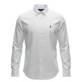Camisa Ralph Lauren Masculina Oxford Seda Branca Pony Marinho