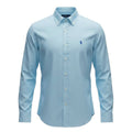 Camisa Ralph Lauren Masculina Oxford Seda Azul Bebê Pony Azul