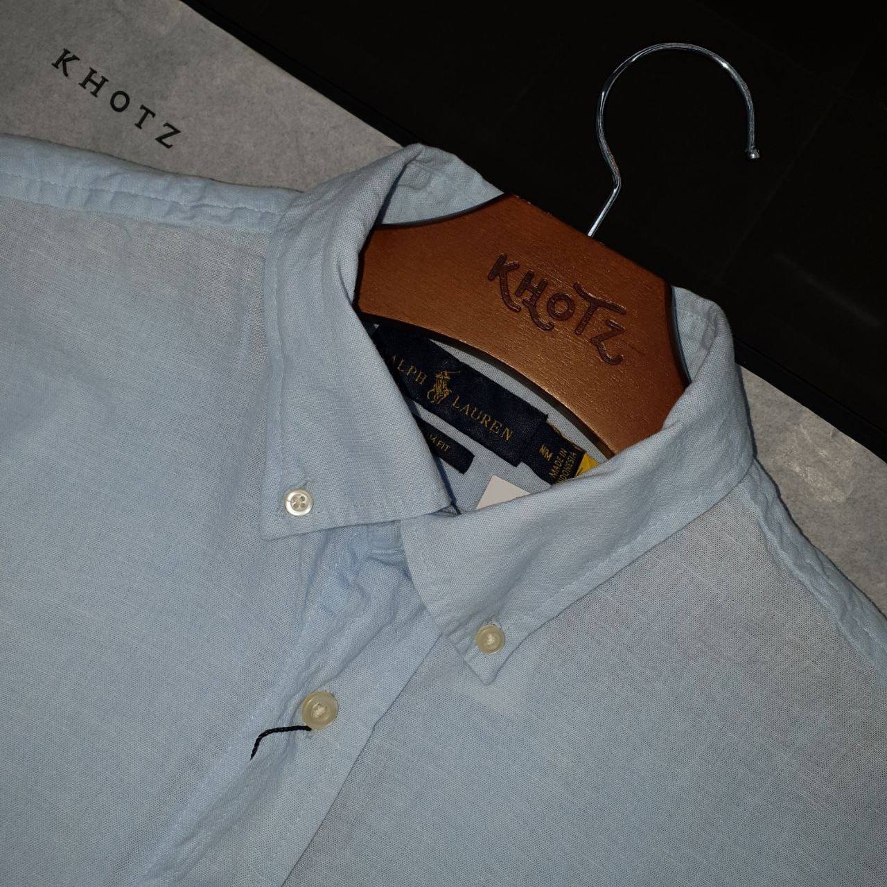 Camisa Ralph Lauren Masculina Linho cor Azul Bebê Pony Azul