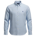 Camisa Ralph Lauren Masculina Linho cor Azul Bebê Pony Azul
