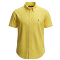 Camisa Ralph Lauren Masculina Oxford Manga Curta Amarela Pony Roxo