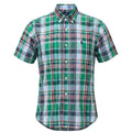 Camisa Ralph Lauren Masculina Manga Curta Xadrez Verde Americano Pony Marinho