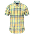 Camisa Ralph Lauren Masculina Manga Curta Xadrez Amarelo Americano Pony Marinho