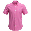 Camisa Ralph Lauren Masculina Oxford Manga Curta Rosa Pink Pony Azul Celeste