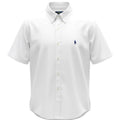 Camisa Ralph Lauren Masculina Oxford Manga Curta Branca Pony Marinho