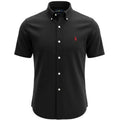 Camisa Ralph Lauren Masculina Oxford Manga Curta Preta Pony Vermelho
