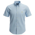 Camisa Ralph Lauren Masculina Oxford Manga Curta Azul Bebê Pony Amarelo