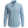 Camisa Ralph Lauren Masculina Xadrez Azul Oceano Pony Vermelho