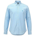 Camisa Ralph Lauren Masculina Oxford Tinturado Azul Bebê Pony Azul