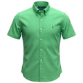 Camisa Ralph Lauren Masculina Oxford Manga Curta Verde Esmeralda Pony Rosa