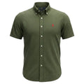 Camisa Ralph Lauren Masculina Manga Curta Micro Xadrez Verde Eucalipto Pony Vermelho