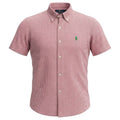 Camisa Ralph Lauren Masculina Manga Curta Micro Xadrez Cereja Pony Verde