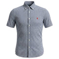 Camisa Ralph Lauren Masculina Manga Curta Xadrez Azul Petróleo Pony Vermelho