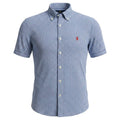 Camisa Ralph Lauren Masculina Manga Curta Xadrez Azul Pony Vermelho