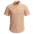 Camisa Ralph Lauren Masculina Oxford Manga Curta Abóbora Pony Colorido