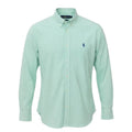 Camisa Ralph Lauren Masculina Micro Xadrez Verde Água Pony Azul