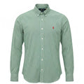Camisa Ralph Lauren Masculina Micro Xadrez Verde Pony Vermelho