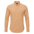 Camisa Ralph Lauren Masculina Micro Xadrez Laranja Pony Azul Celeste