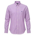 Camisa Ralph Lauren Masculina Lilás Listras Pony Azul