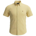 Camisa Ralph Lauren Masculina Manga Curta Micro Xadrez Amarelo Pony Colorido
