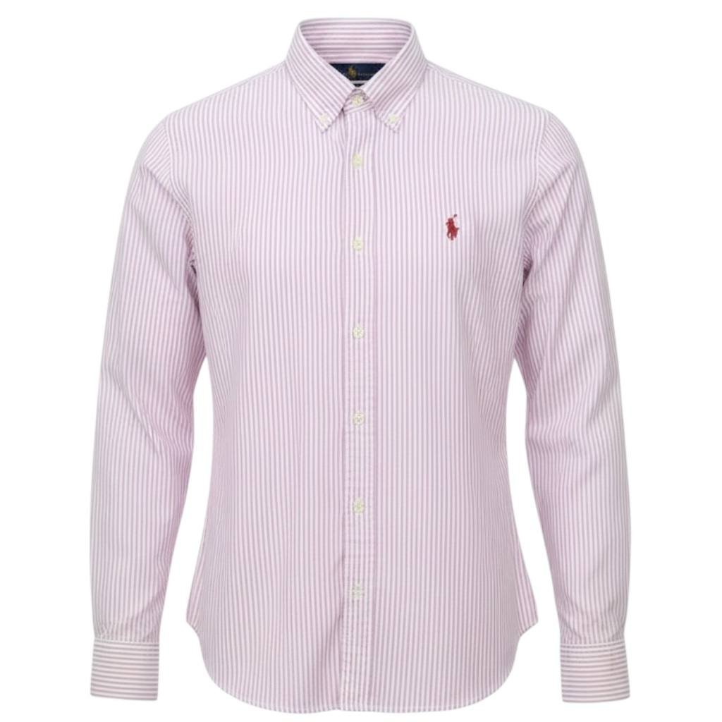 Camisa Ralph Lauren Masculina Lilás Listras Americana Pony Lavanda